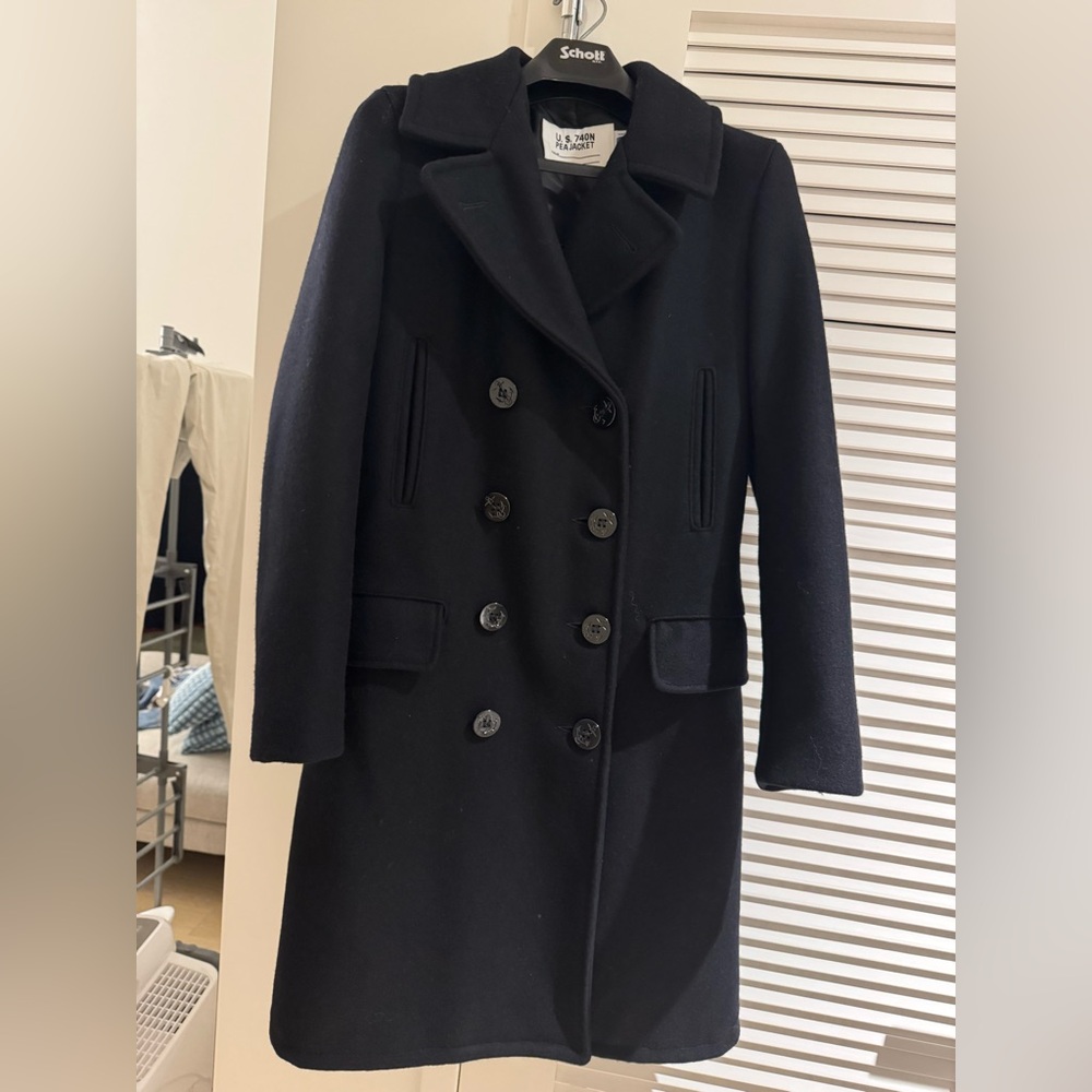 Schott NYC Navy Wool Pea Coat